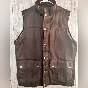 Men's Mountain and Isles waxed Brown Quilted Vest medium unisex $198
